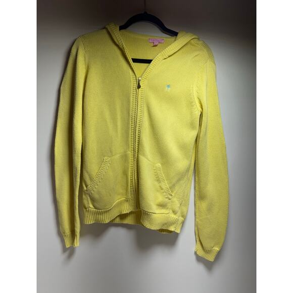 Lily Pulitzer Soft Yellow Women’s Sz L Knit Cardigan Sweater Preppy Full Zip - Picture 7 of 10